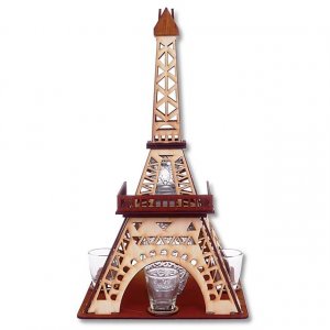 Darčeková súprava Eiffelová veža s fľašou a štamperlíkmi